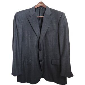 Canali Blazer Mens 58R Dark Gray Glen Plaid Suit Jacket Sport Coat Made in Italy